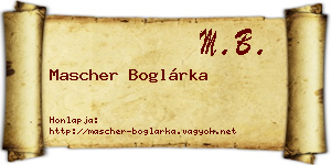 Mascher Boglárka névjegykártya